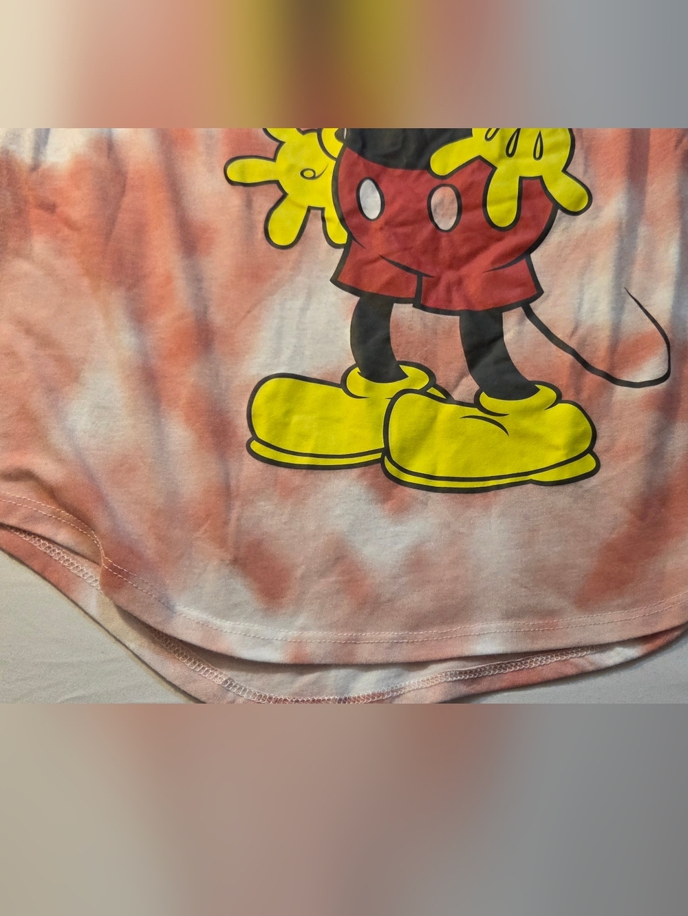 Disney Womens Pink Tie-Dye Mickey Mouse Short Sleeve Tee Preowned Size XXL - Picture 2 of 8